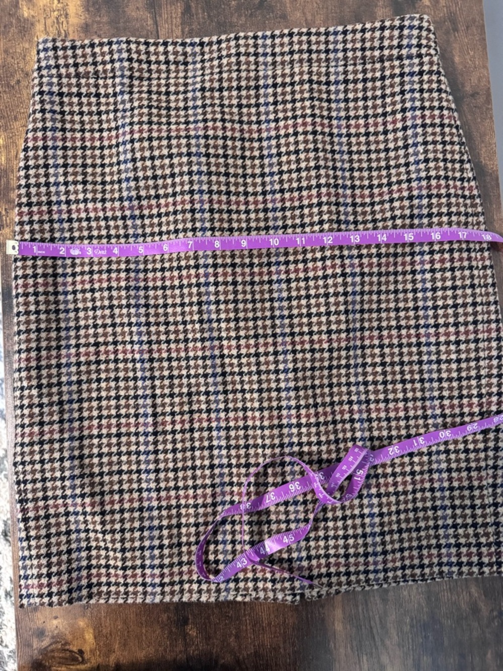 J. Crew “Mercantile” Brown Wool Blend Houndstooth Plaid Lined Pencil Skirt SZ 4 - Picture 11 of 12